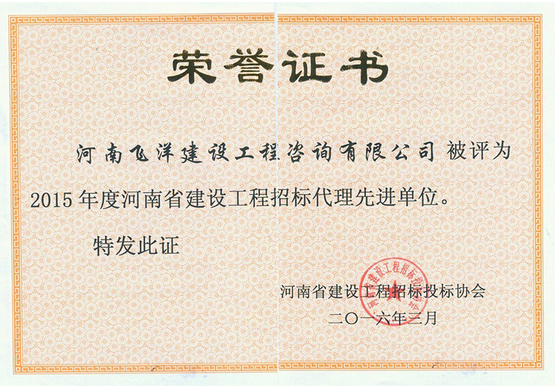 2015年度省建设工程招标代理先进
