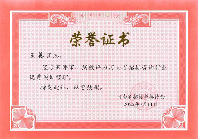 22年优秀项目经理