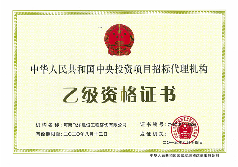 中央投资项目代理机构乙级